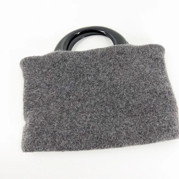 ✅ UNBRANDED BOILED WOOL TULIP PURSE WITH LUCITE PLASTIC HANDLES - Picture 5 of 7